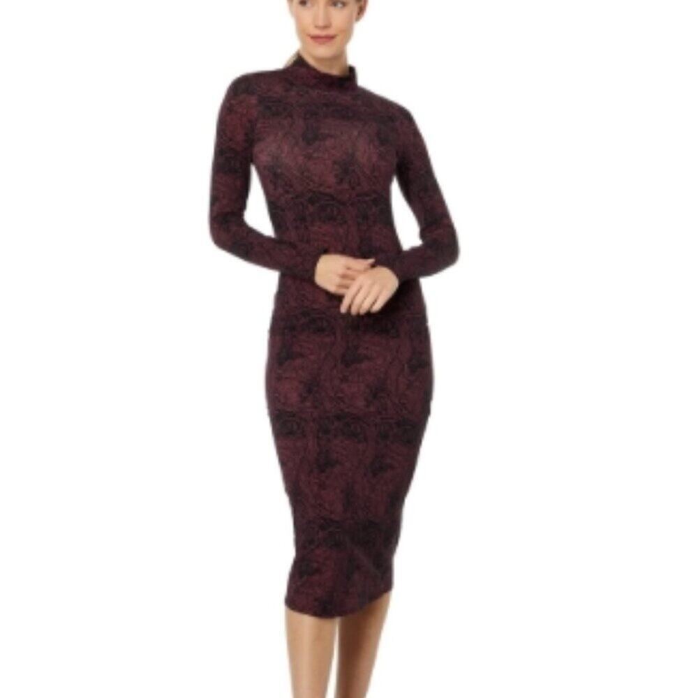 Ted Baker Elonar High Neck Printed Bodycon Dress 0 NWT - Picture 1 of 11
